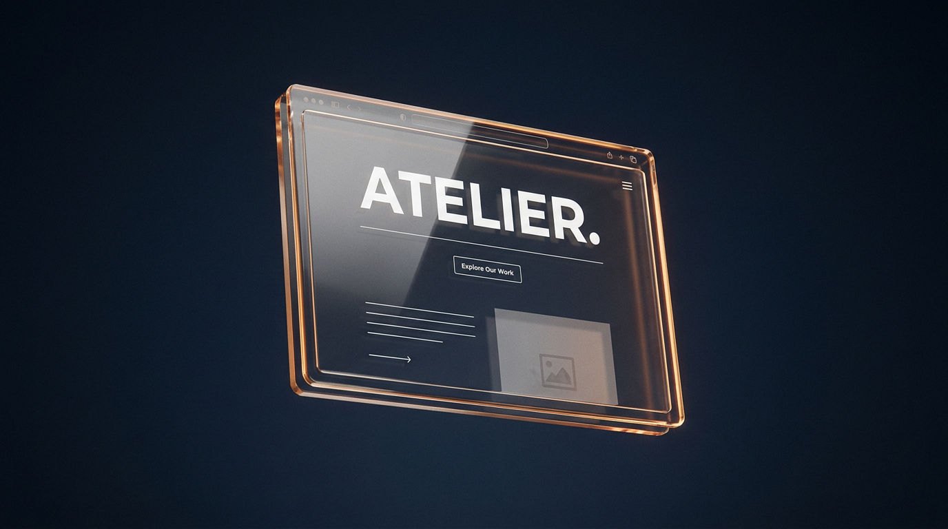 A 3D render of a website being built